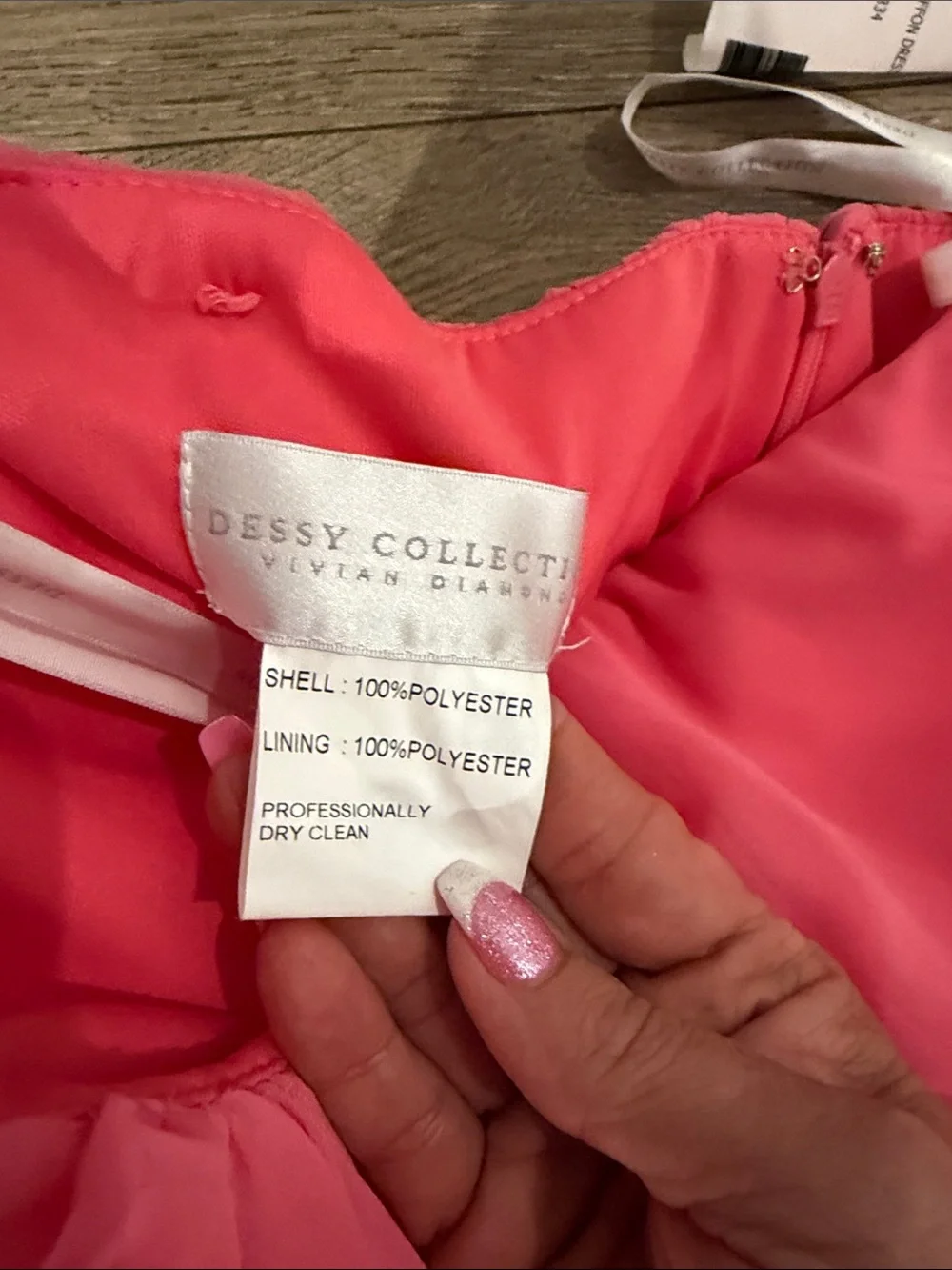 Dessy Collection Strapless Coral Pink Chiffon Formal Dress - Picture 2 of 2